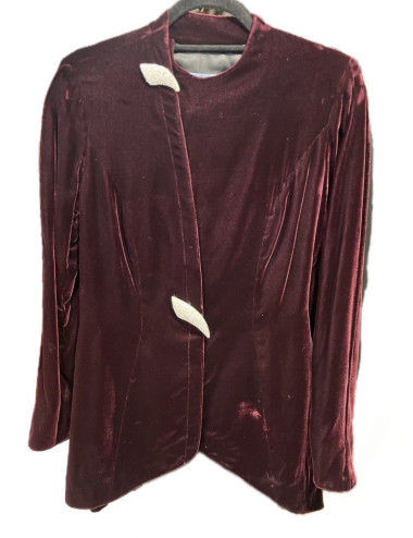 Veste T 40 THIERRY MUGLER velours de soie rouge Richelieu