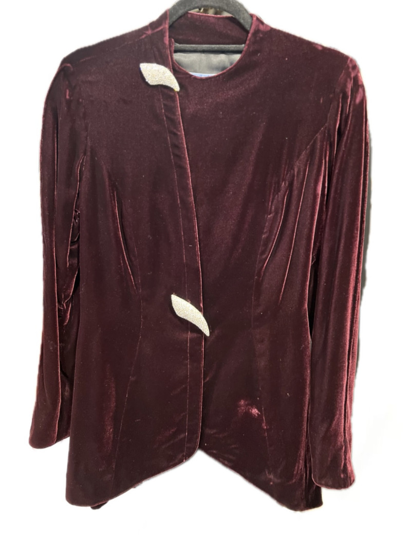 Veste T 40 THIERRY MUGLER velours de soie rouge Richelieu