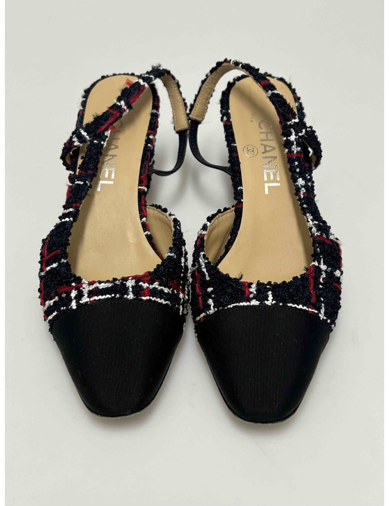Ballerines slingback CHANEL tweed T37