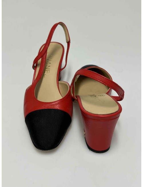 Ballerines slingback CHANEL cuir rouge T37