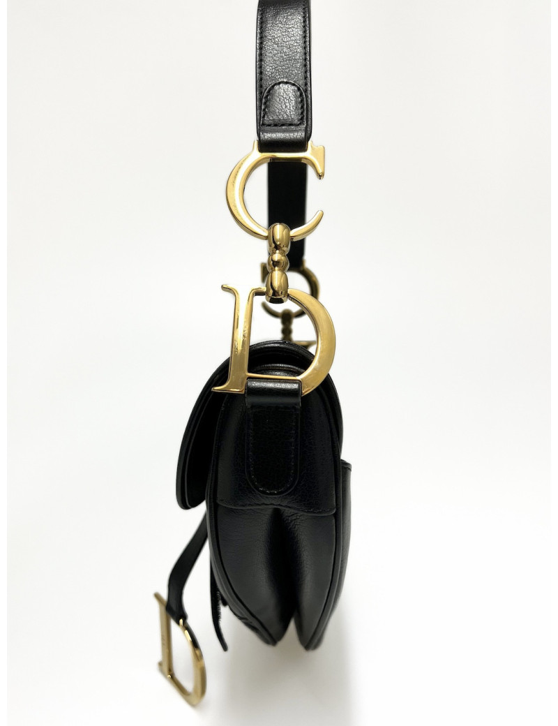 Sac Saddle DIOR noir cuir grainé
