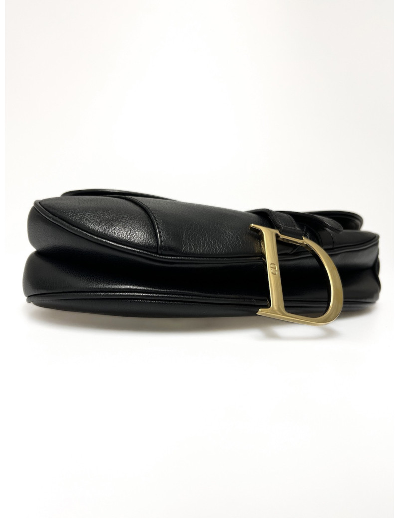 Sac Saddle DIOR noir cuir grainé