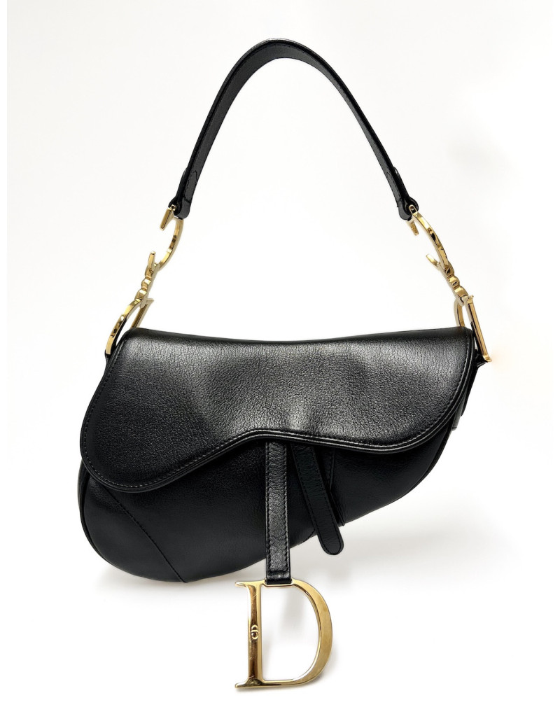 Sac Saddle DIOR noir cuir grainé