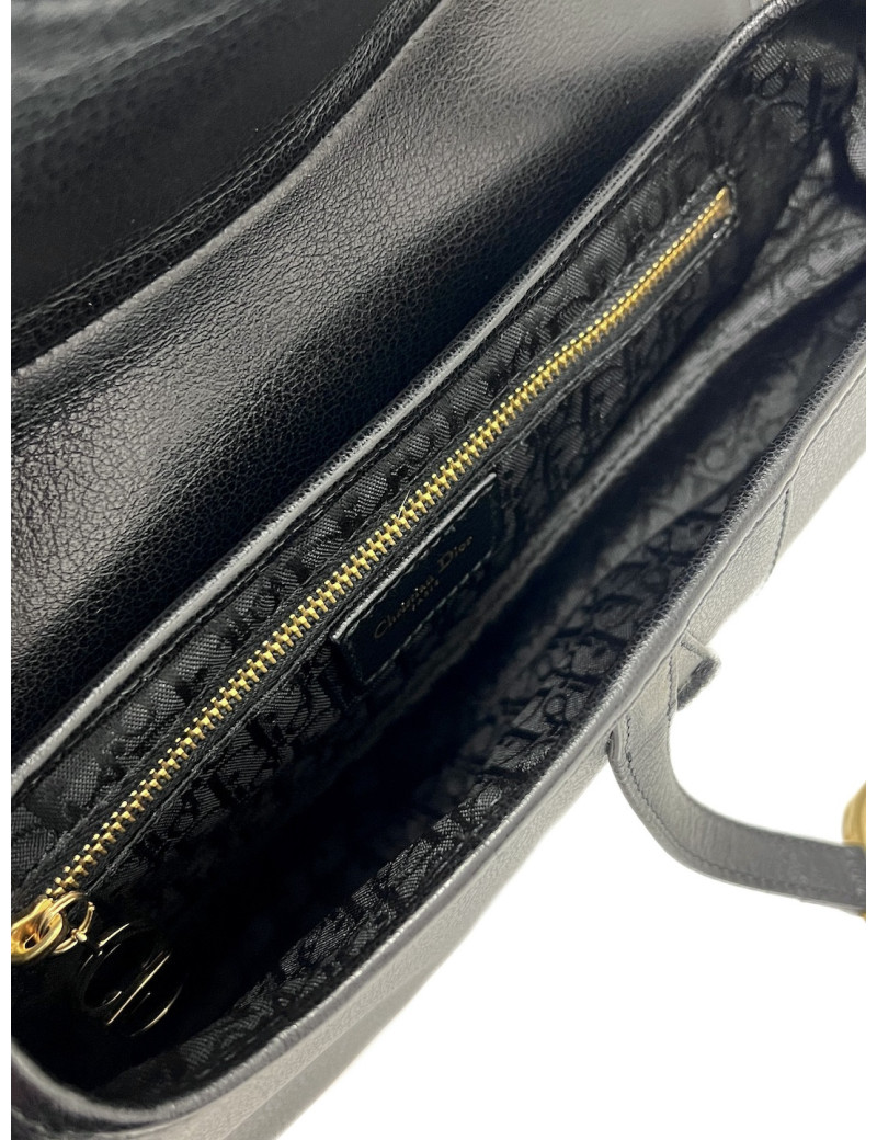 Sac Saddle DIOR noir cuir grainé