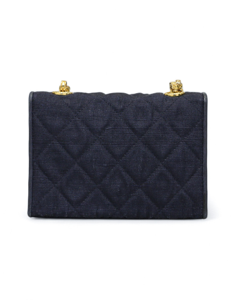 Mini sac CHANEL soie sauvage bleue