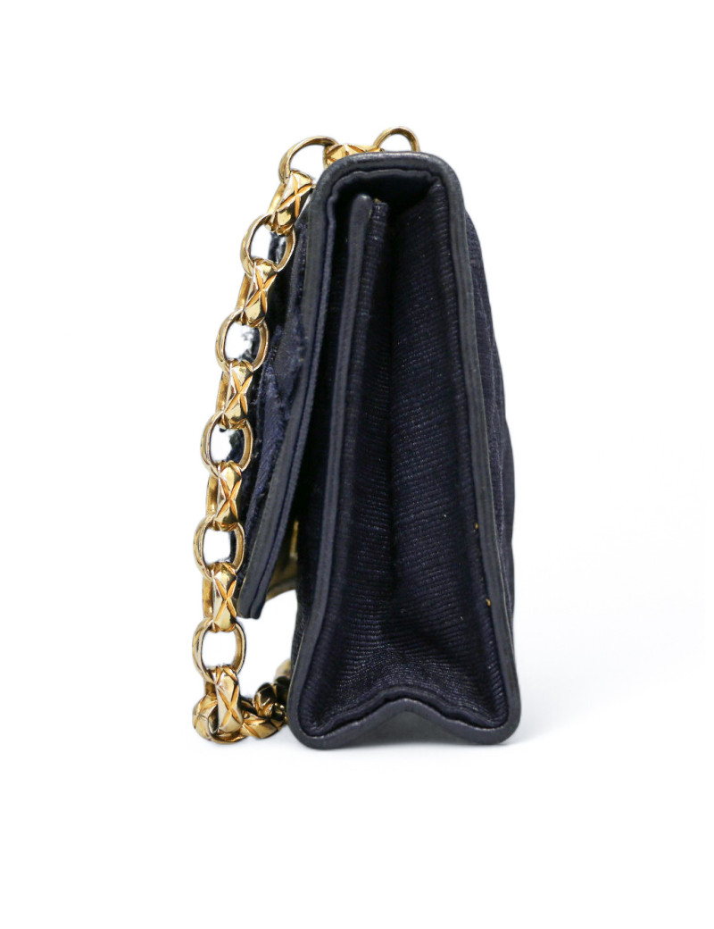 Mini sac CHANEL soie sauvage bleue