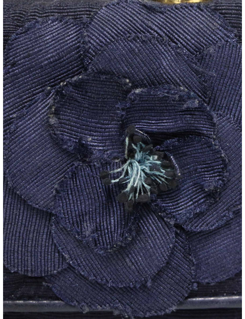 Mini sac CHANEL soie sauvage bleue