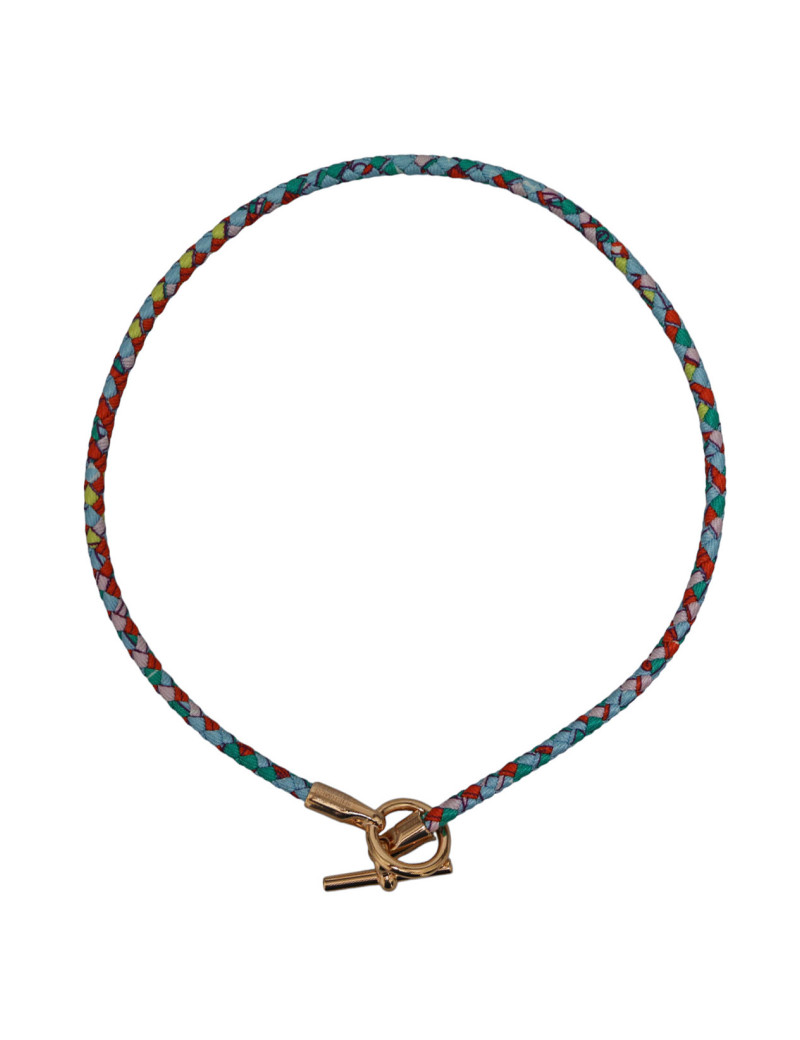 Collier Glénan HERMES tressé soie comprimé