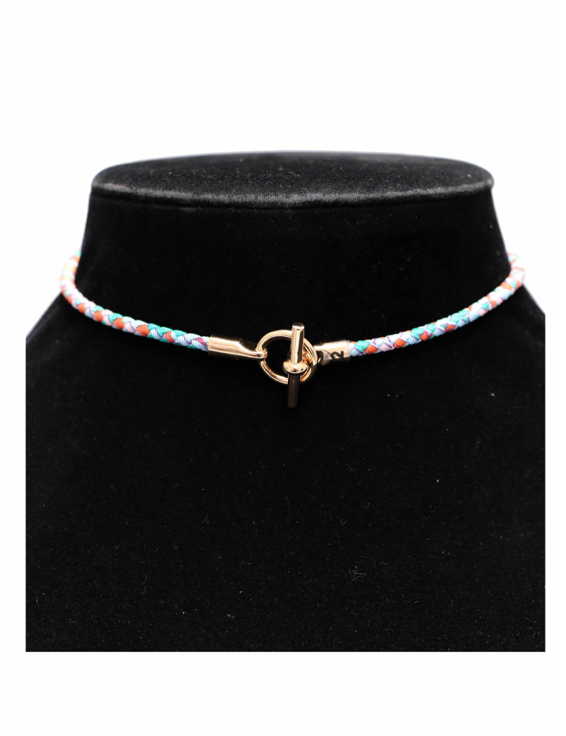 Collier Glénan HERMES tressé soie comprimé