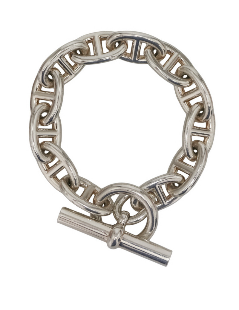 Bracelet Chaîne d'Ancre HERMES très grand modèle argent