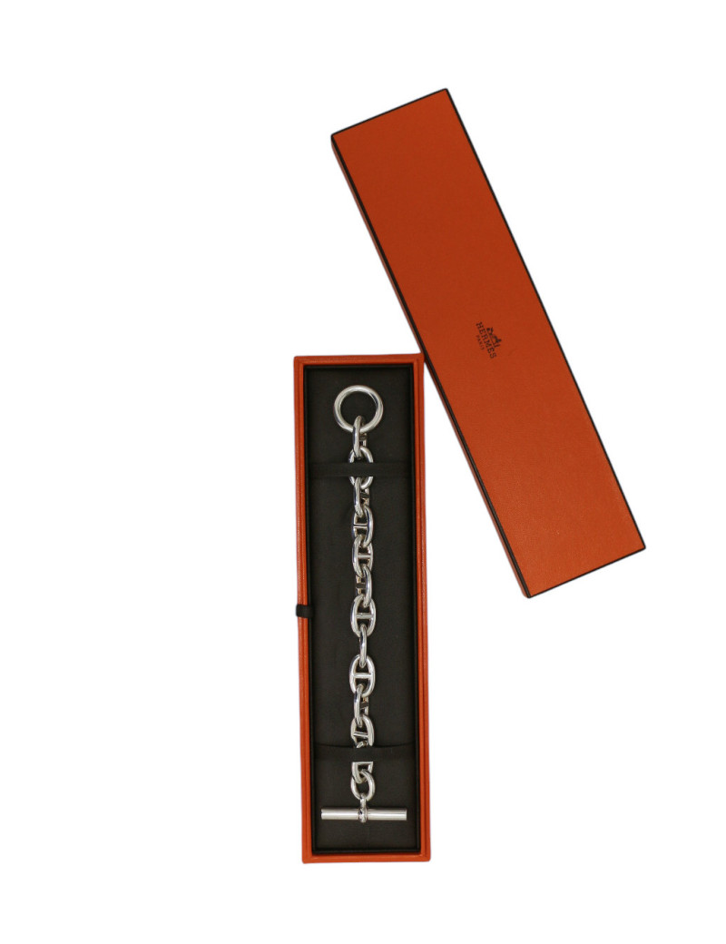 Bracelet grosse maille Chaine D'Ancre HERMES argent