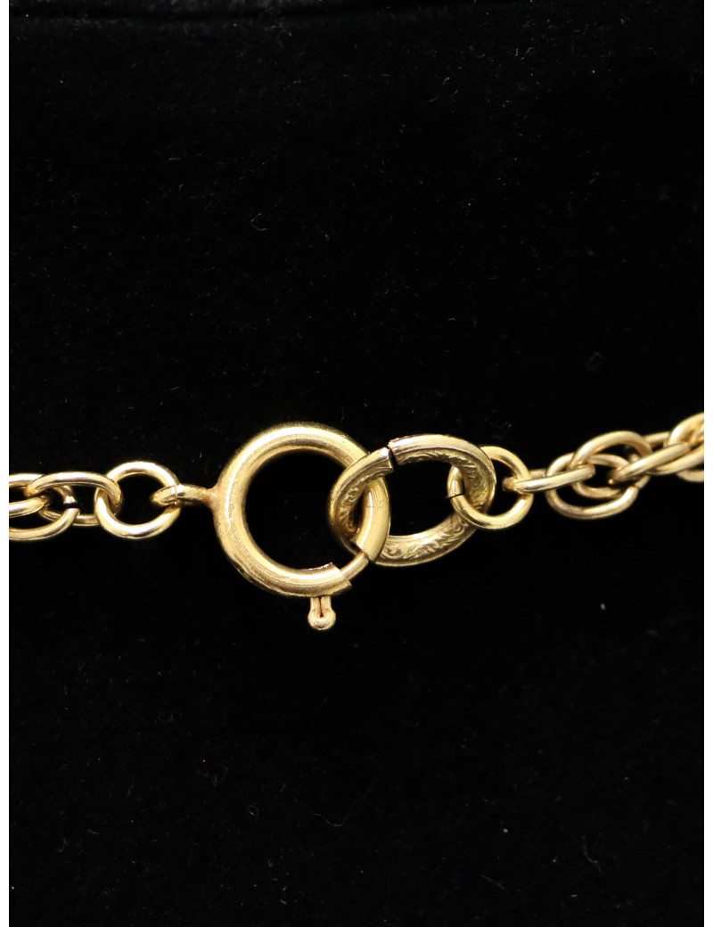 Sautoir CHANEL Gripoix pâte de verre rubis émeraude