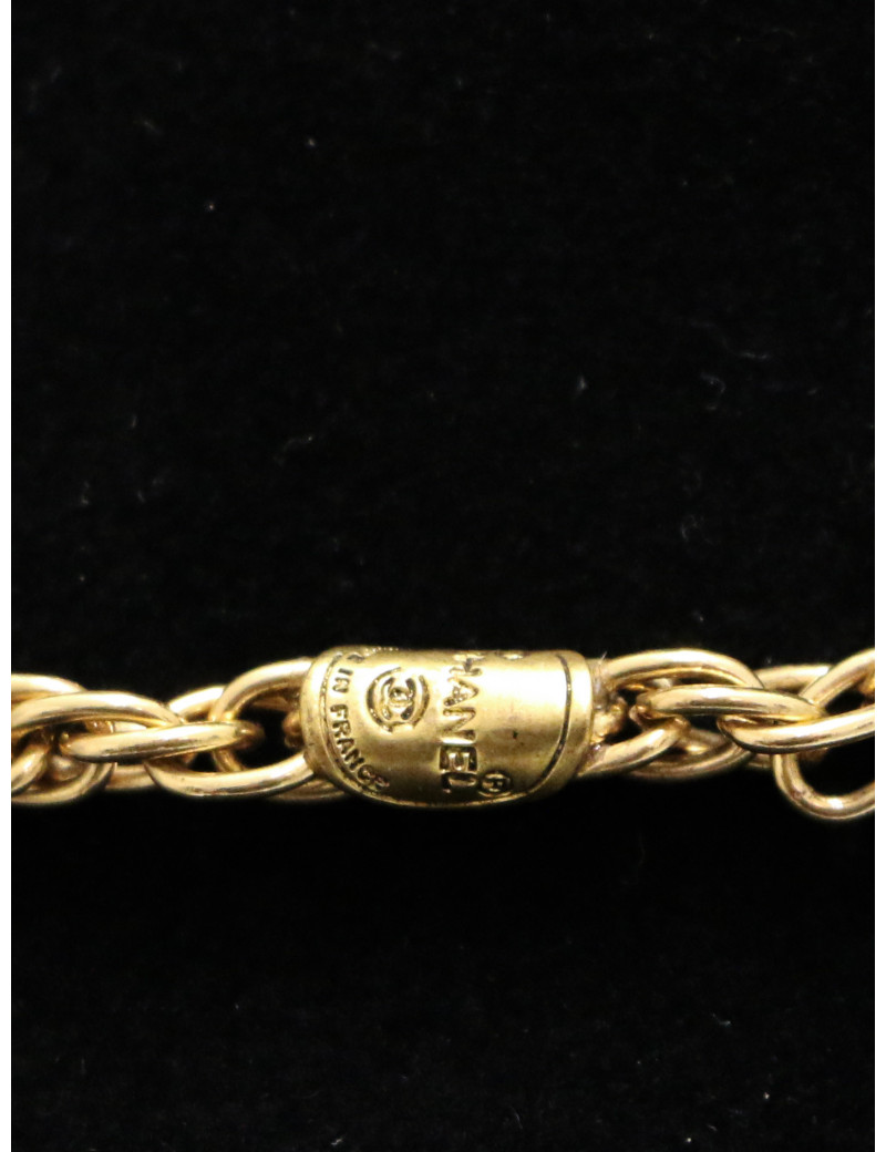 Sautoir CHANEL Gripoix pâte de verre rubis émeraude