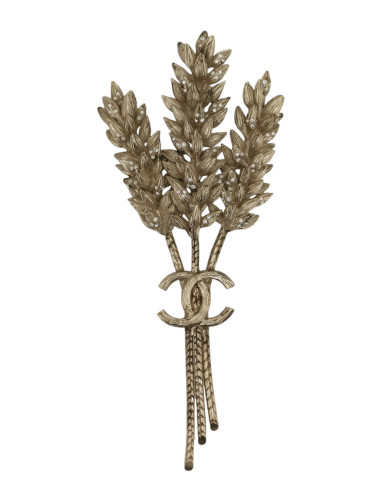 Broche épi de blé CHANEL doré or pâle