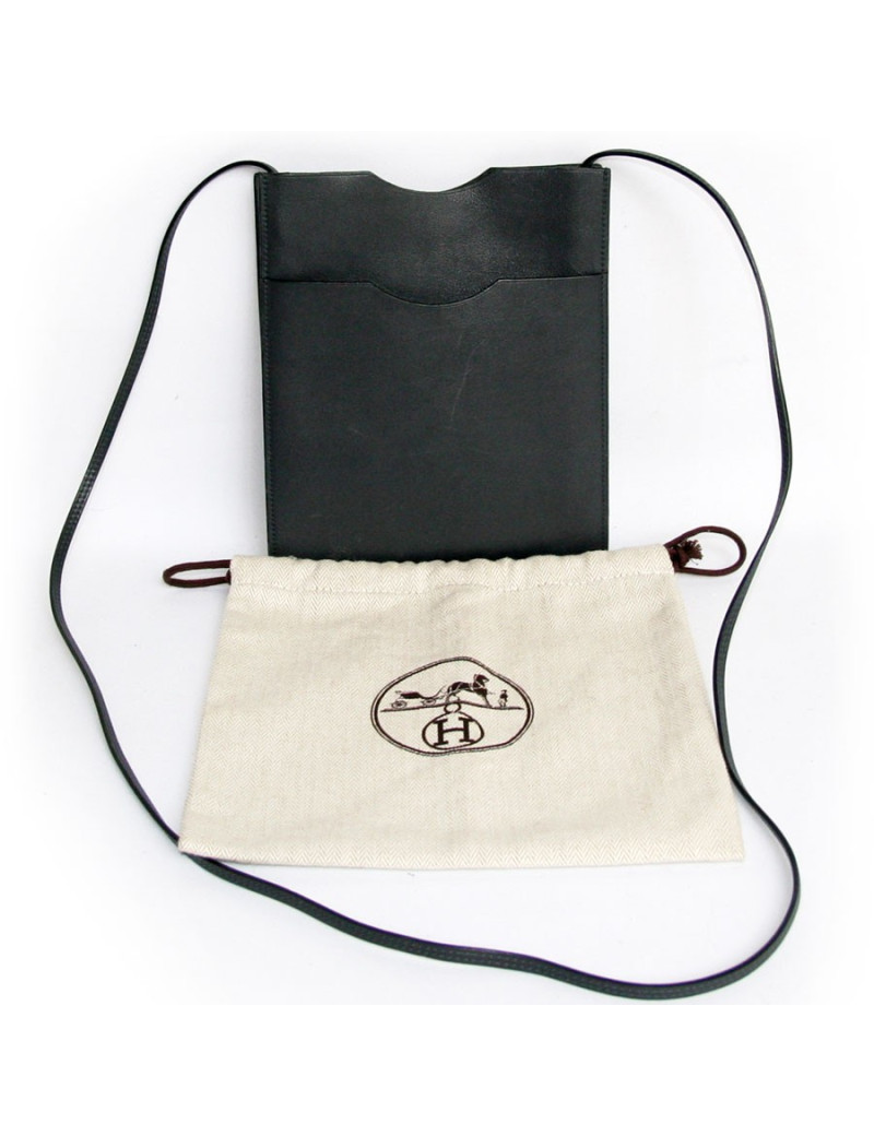 pochette HERMES en swift gris éléphant