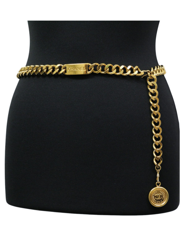 Ceinture CHANEL dorée chaine gourmette 2