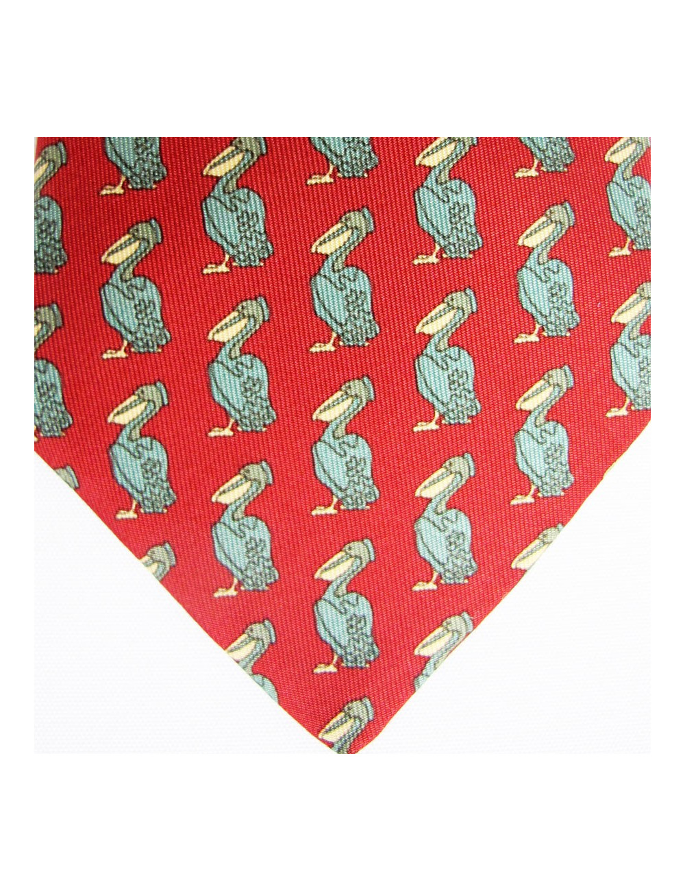 Cravate HERMES rouge motifs pelicans