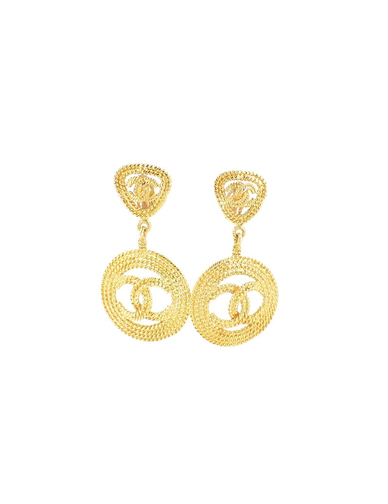 Bo pendantes CC CHANEL vintage dorées