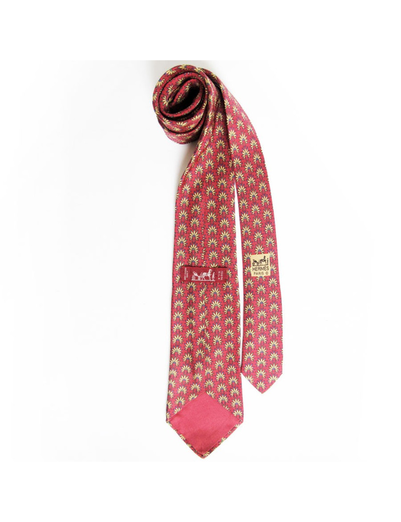 Silk HERMES tie raspberry Indian grounds