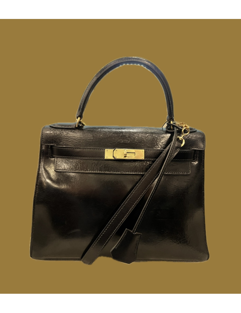 Sac Kelly box 28 HERMES noir