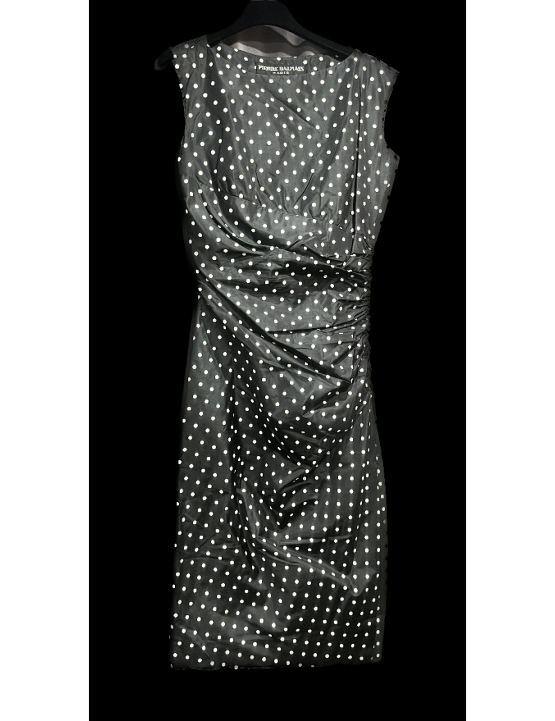 Robe Pierre Balmain noire à pois blancs : certifiée authentique