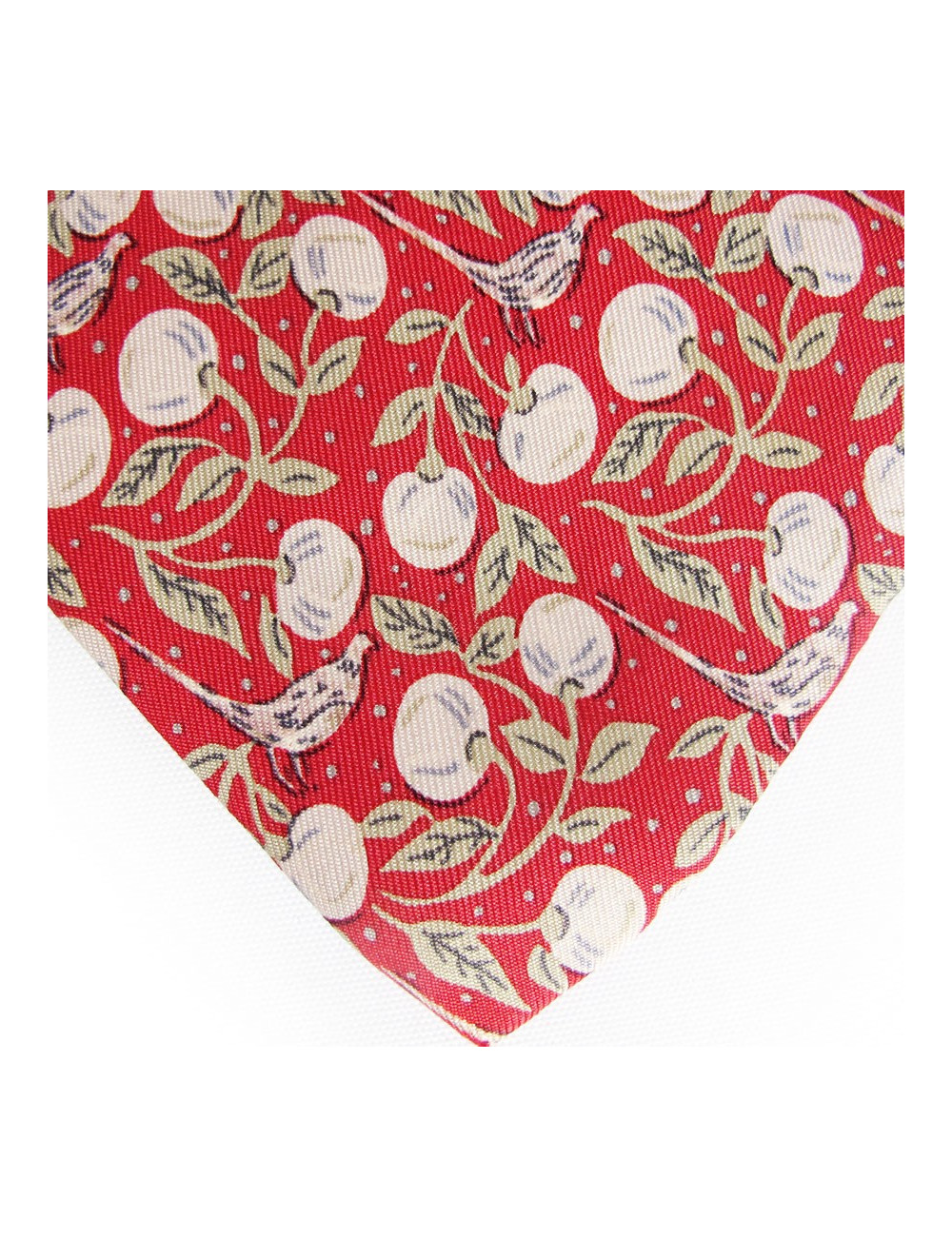 Cravate HERMES en soie rouge motifs cerises