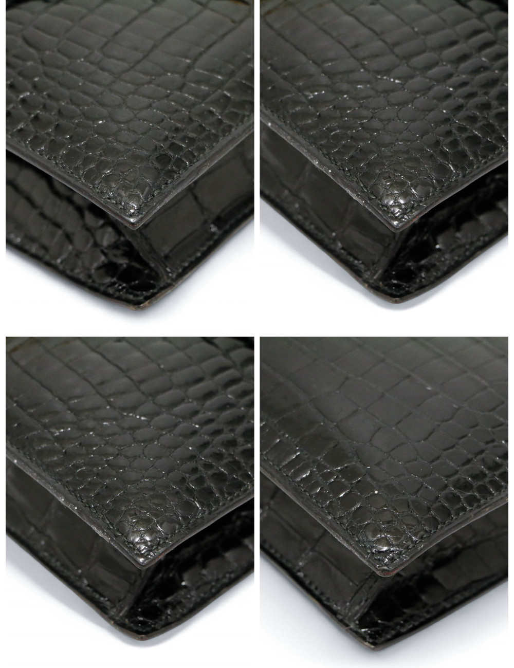 Sac HERMES New Jimmy's Porosus brillant noir