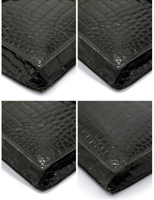 Sac HERMES New Jimmy's Porosus brillant noir