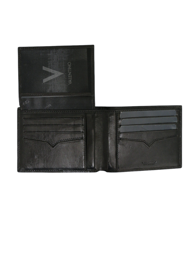 Porte cartes VALENTINO multi fentes cuir d'agneau noir