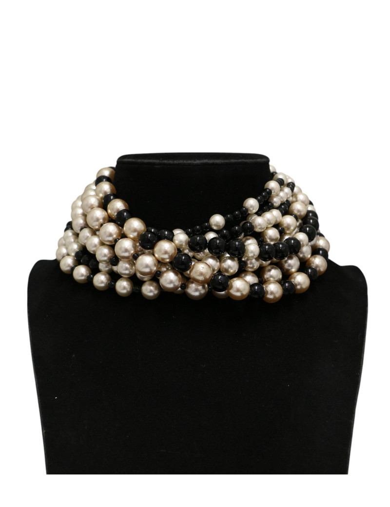 Collier perles Christian Dior nacrées et noires : occasion authentique