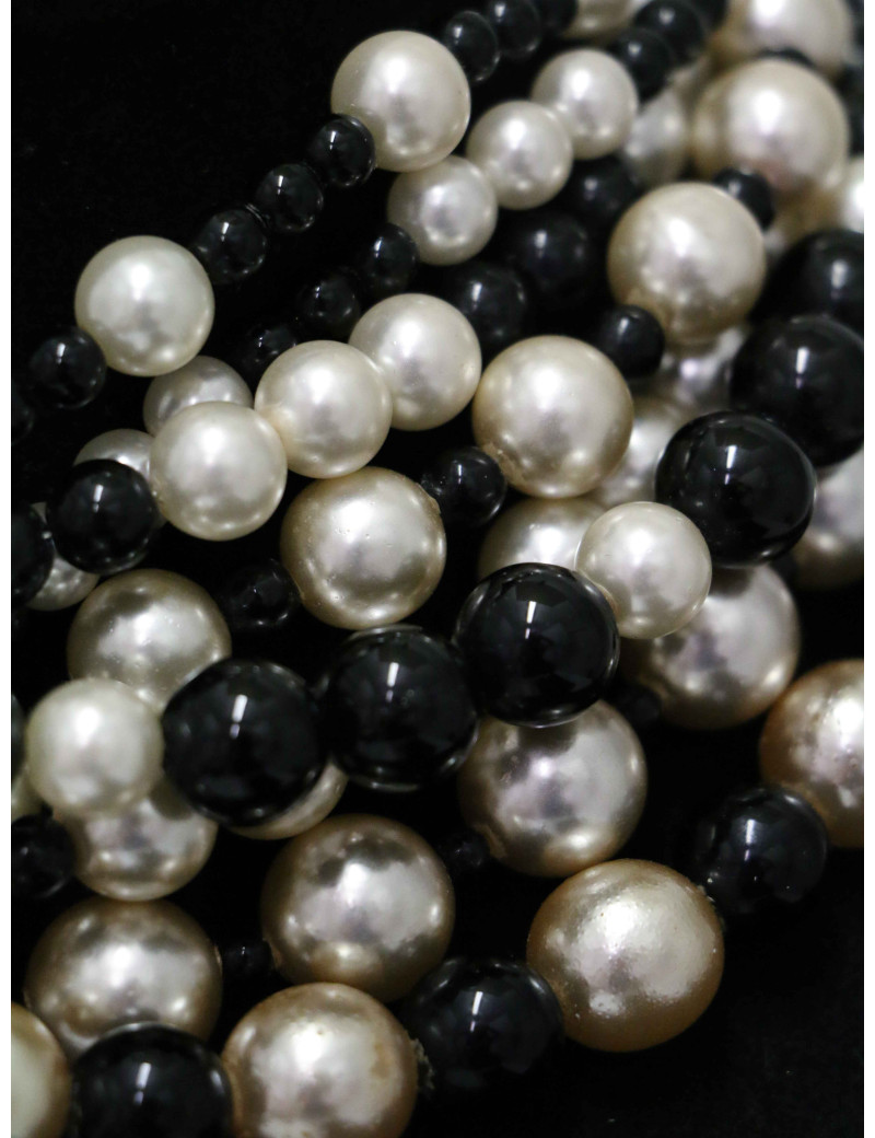 Collier perles Christian Dior nacrées et noires : occasion authentique