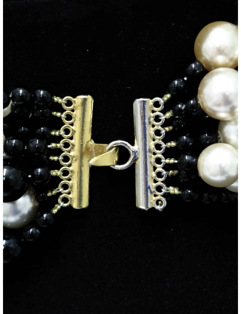 Collier perles Christian Dior nacrées et noires : occasion authentique