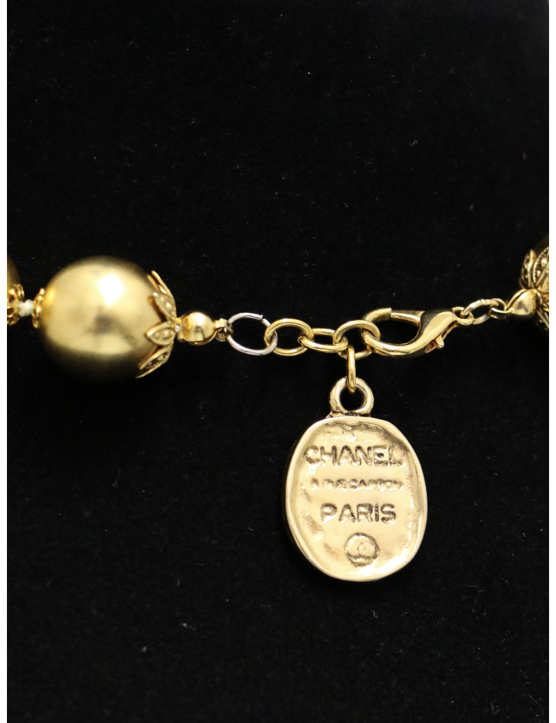 Collier CHANEL perles dorées Vintage