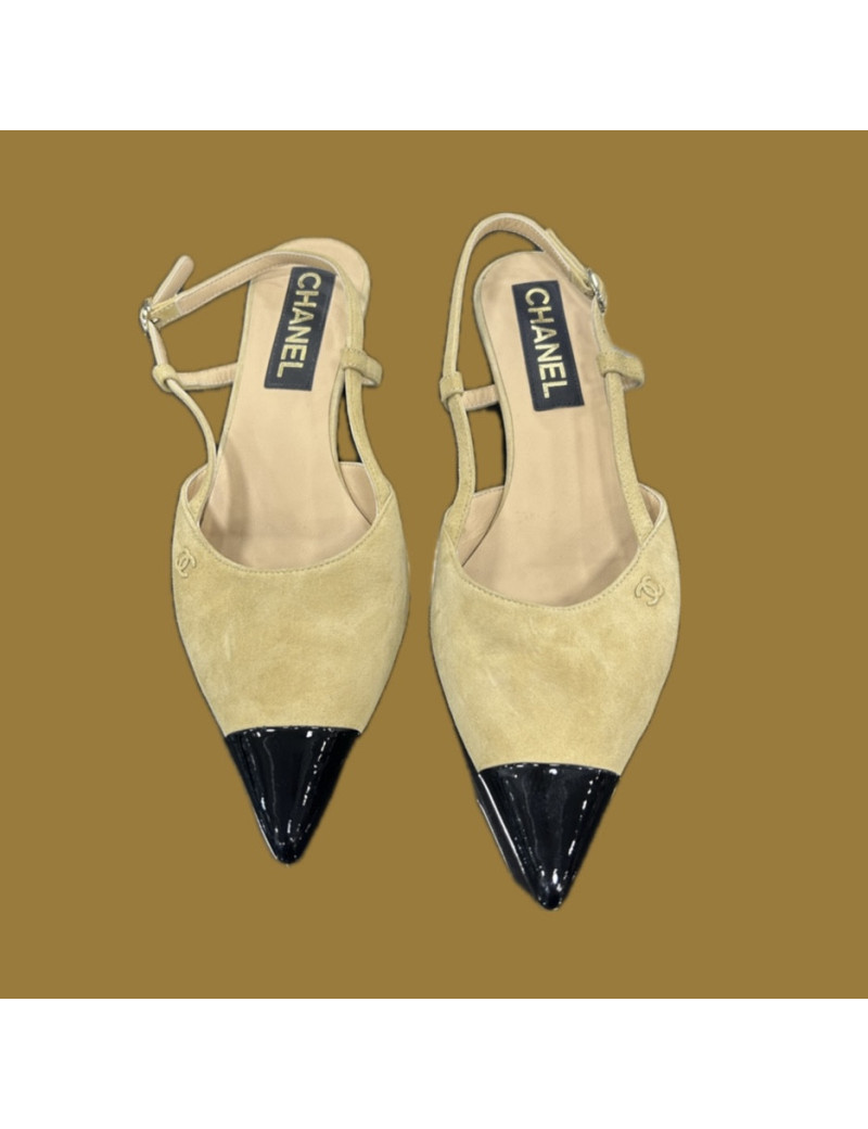 Mules CHANEL daim bicolore T36,5