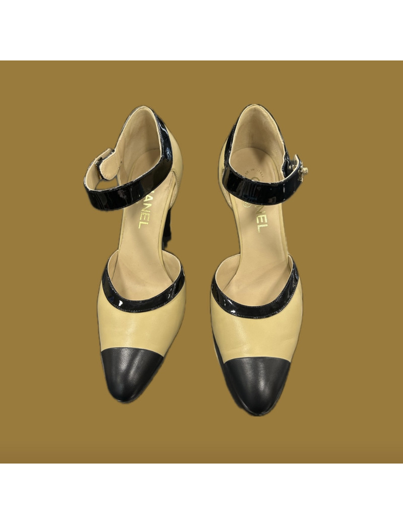 Escarpins CHANEL bicolore cuir T37