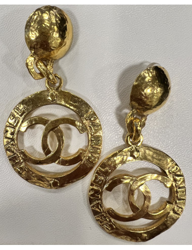 Rare boucles d'oreilles CHANEL cc pendantes