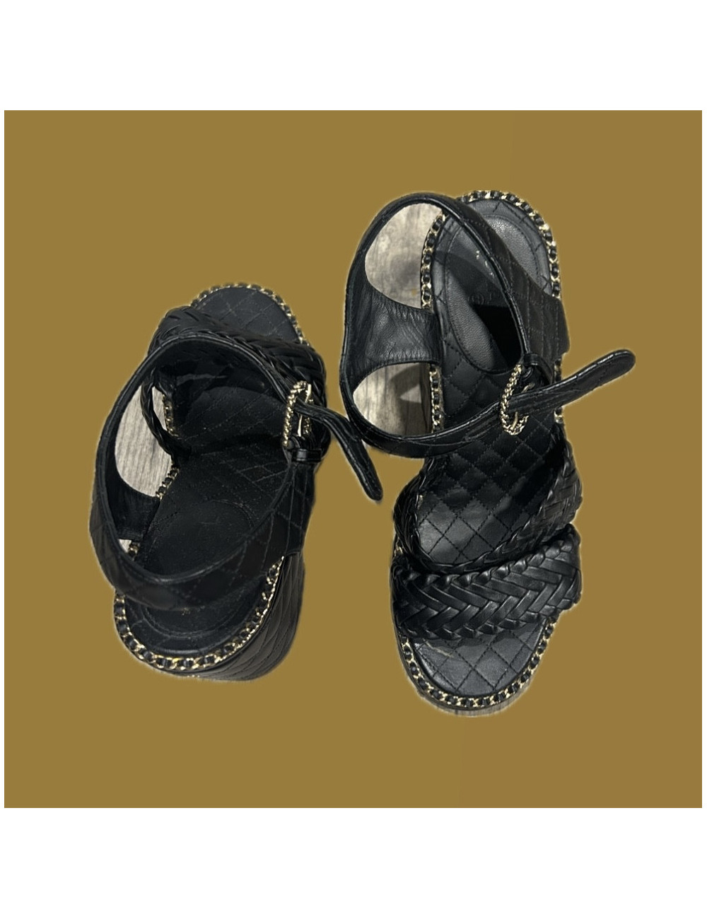 Sandales compensées CHANEL cuir T37