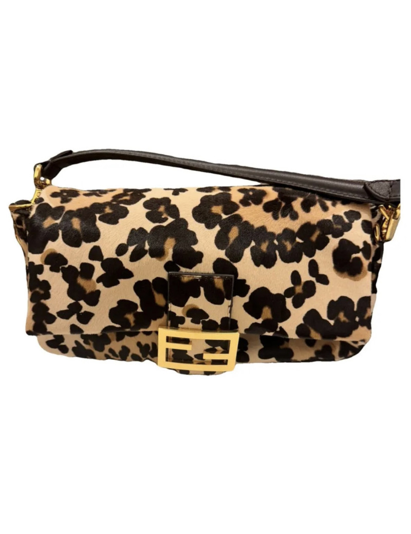 Sac FENDI Baguette cuir de vachette façon léopard