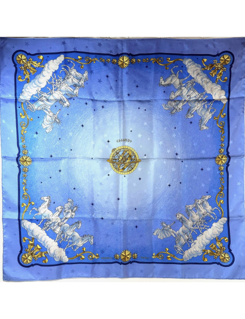 Carré Hermès Cosmos soie bleue : occasion certifiée authentique