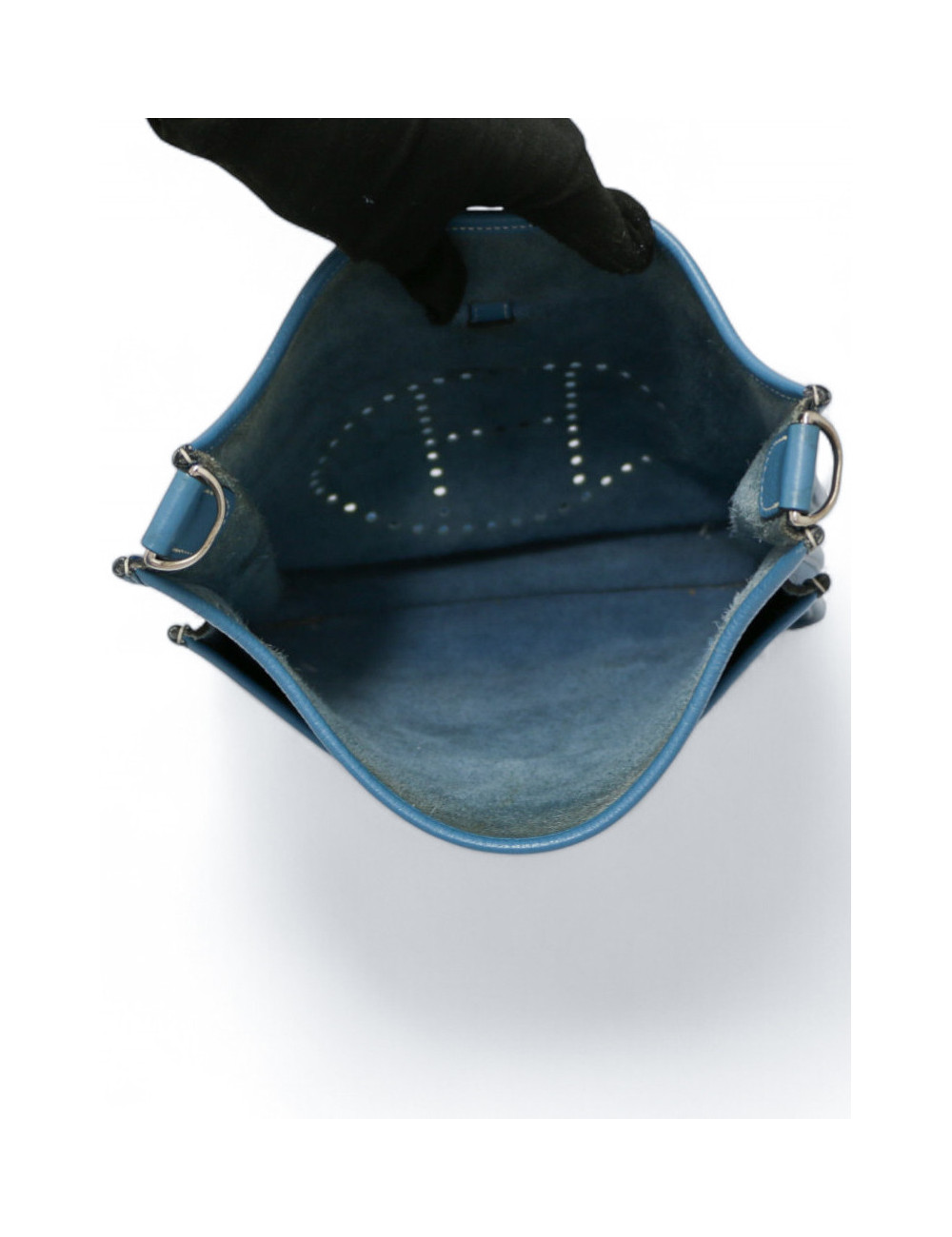 Sac Evelyne II HERMES bleu Jean clair