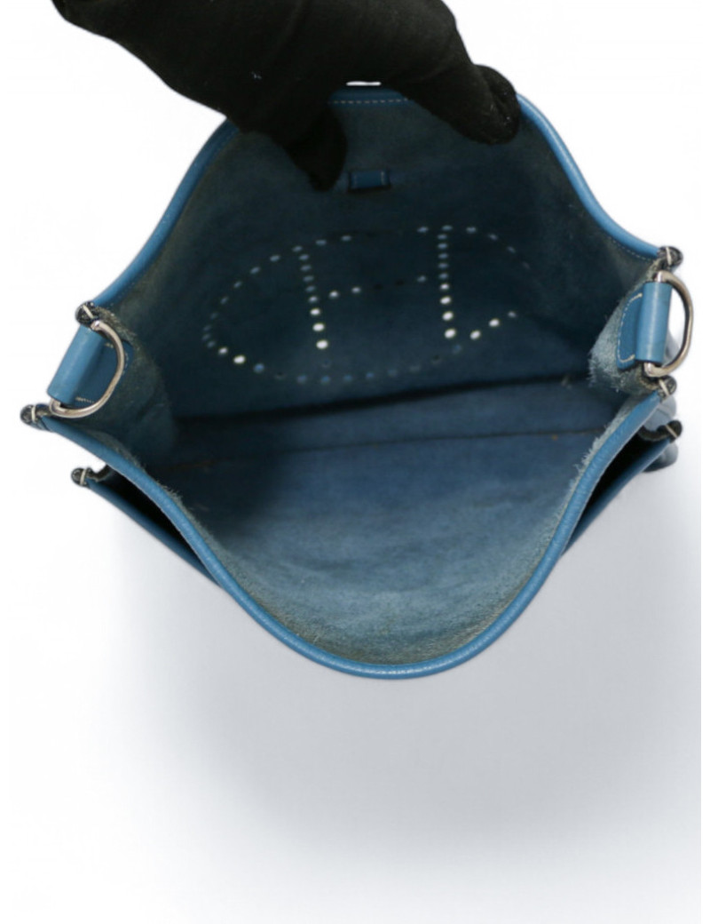 Sac Evelyne II HERMES bleu Jean clair