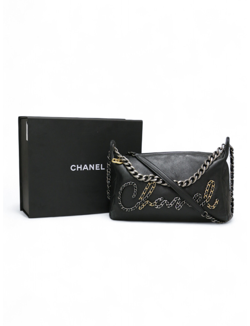 Sac Rock CHANEL cuir d'agneau noir
