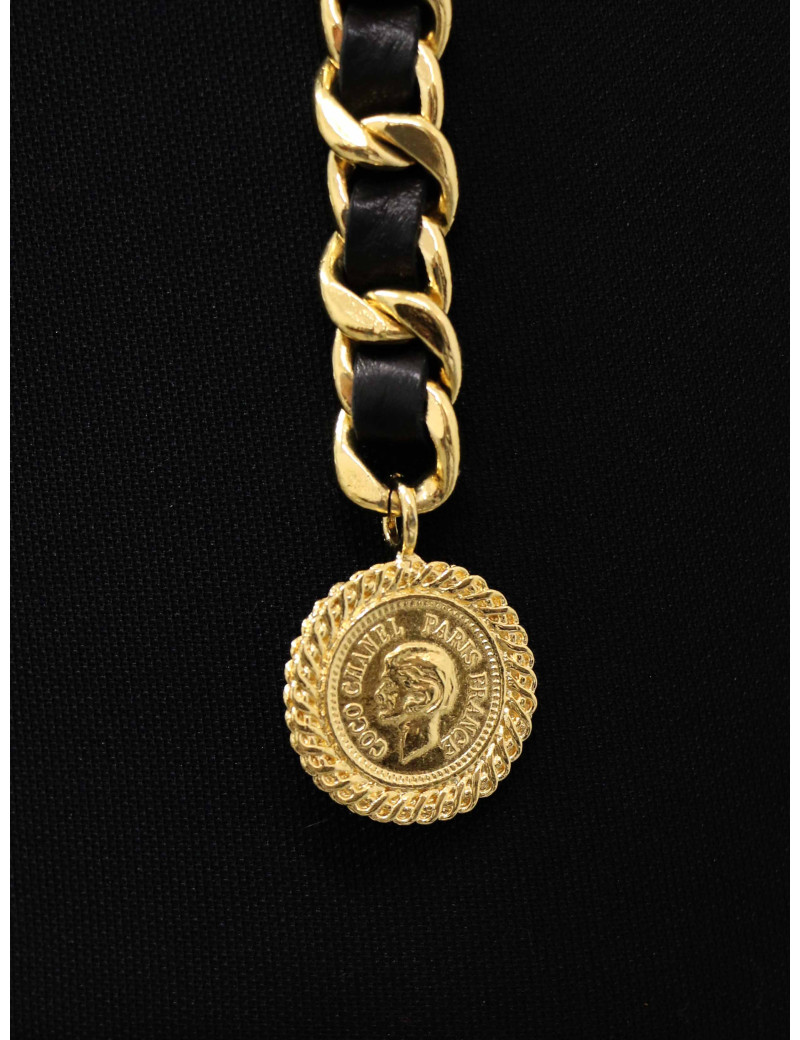 Ceinture CHANEL chaine et cuir vintage