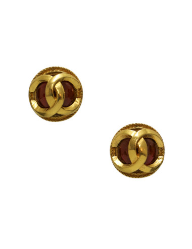 Clips CHANEL coeur pâte de verre et CC