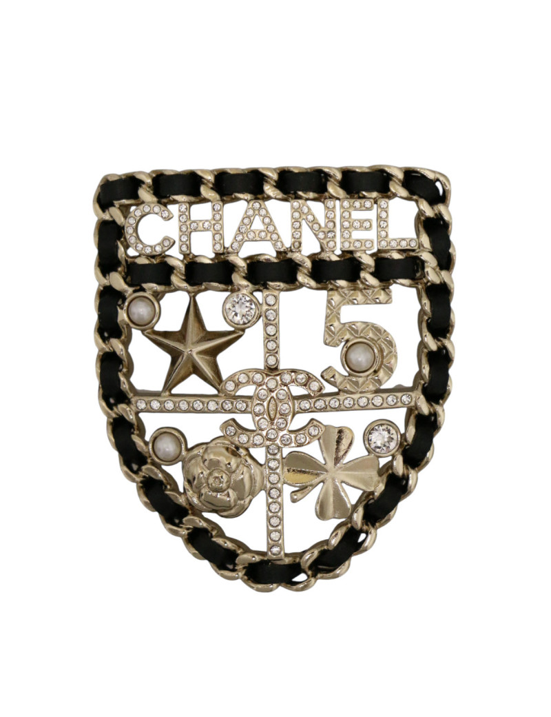 Broche CHANEL Ecusson doré