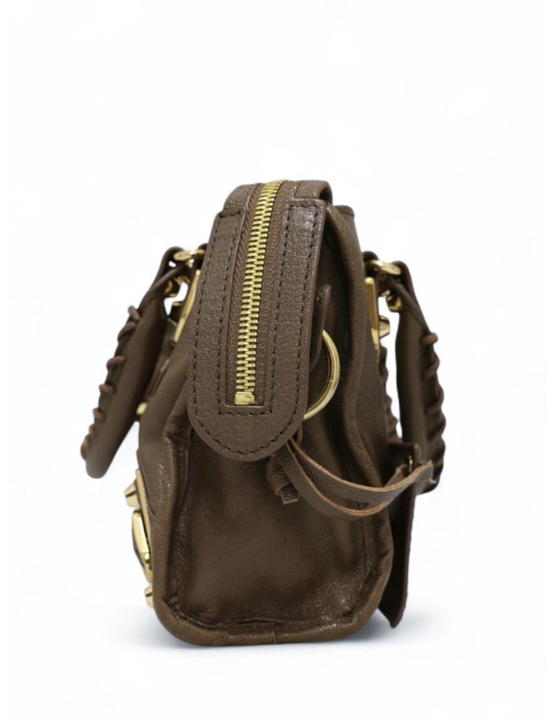 Sac Le City Balenciaga Mini en cuir taupe certifié authentique.