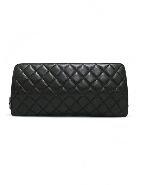 Sac pochette CHANEL cuir d'agneau noir 2