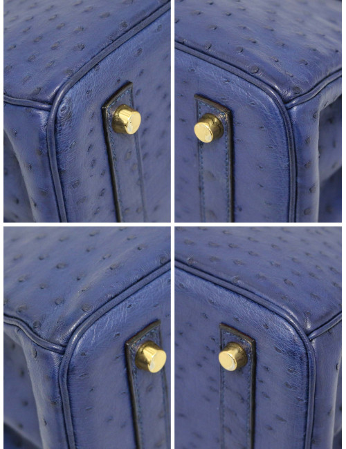 Birkin 30 HERMES autruche bleu