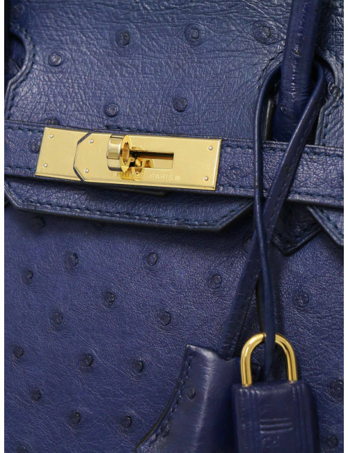 Birkin 30 HERMES autruche bleu