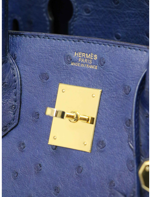 Birkin 30 HERMES autruche bleu